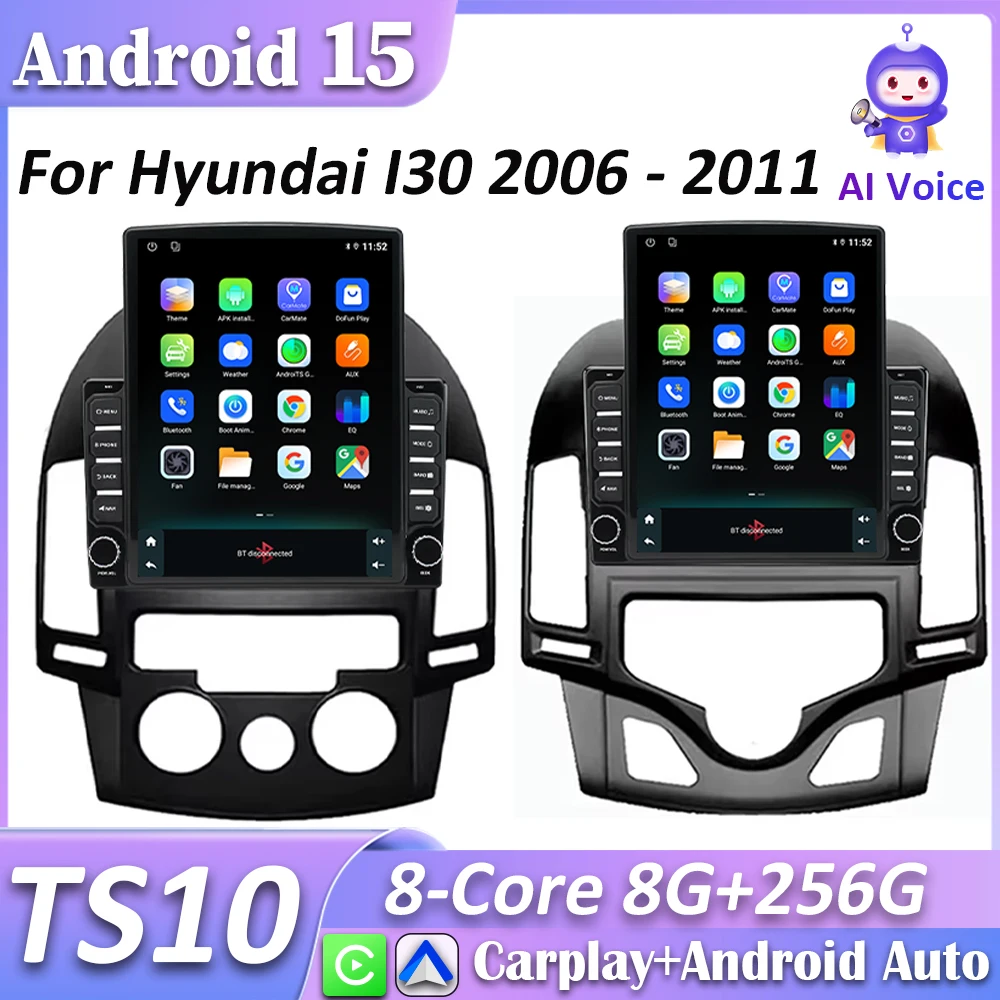 Radio Android 15 para Hyundai i30 2006-2011 – CarPlay GPS pantalla