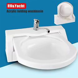 Fregadero plegable de acrílico con grifo para caravana y barco