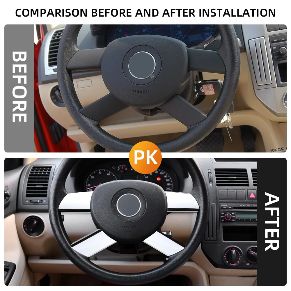 Cubiertas decorativas con lentejuelas para panel de volante de Volkswagen