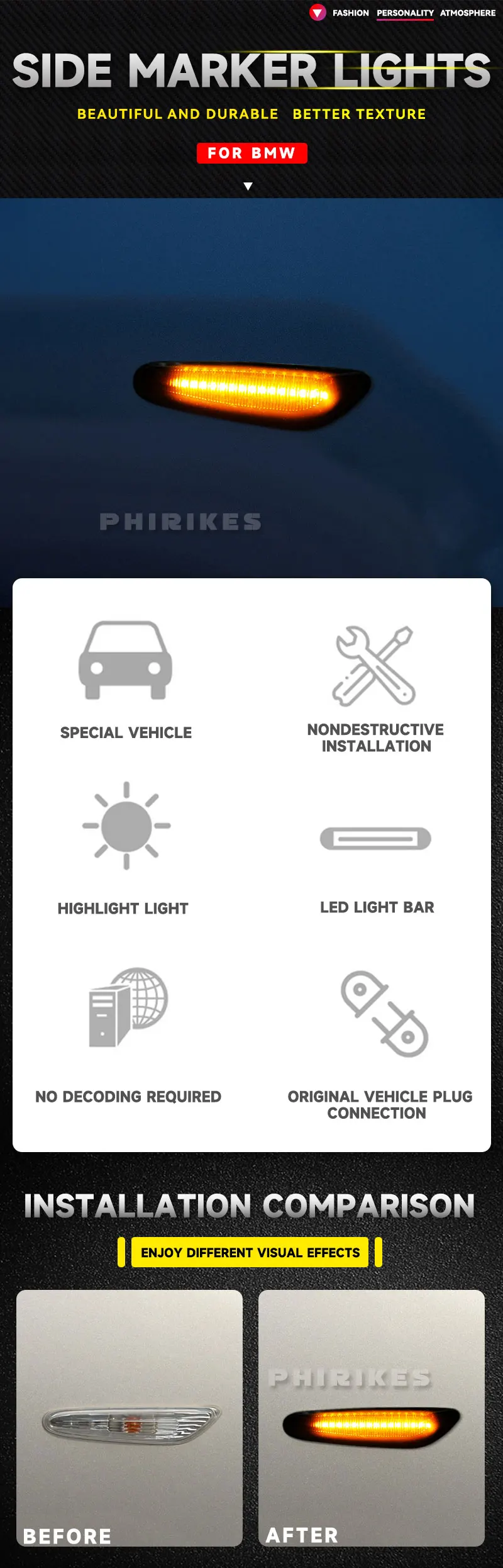 Intermitente LED dinámico para coche - vista del producto
