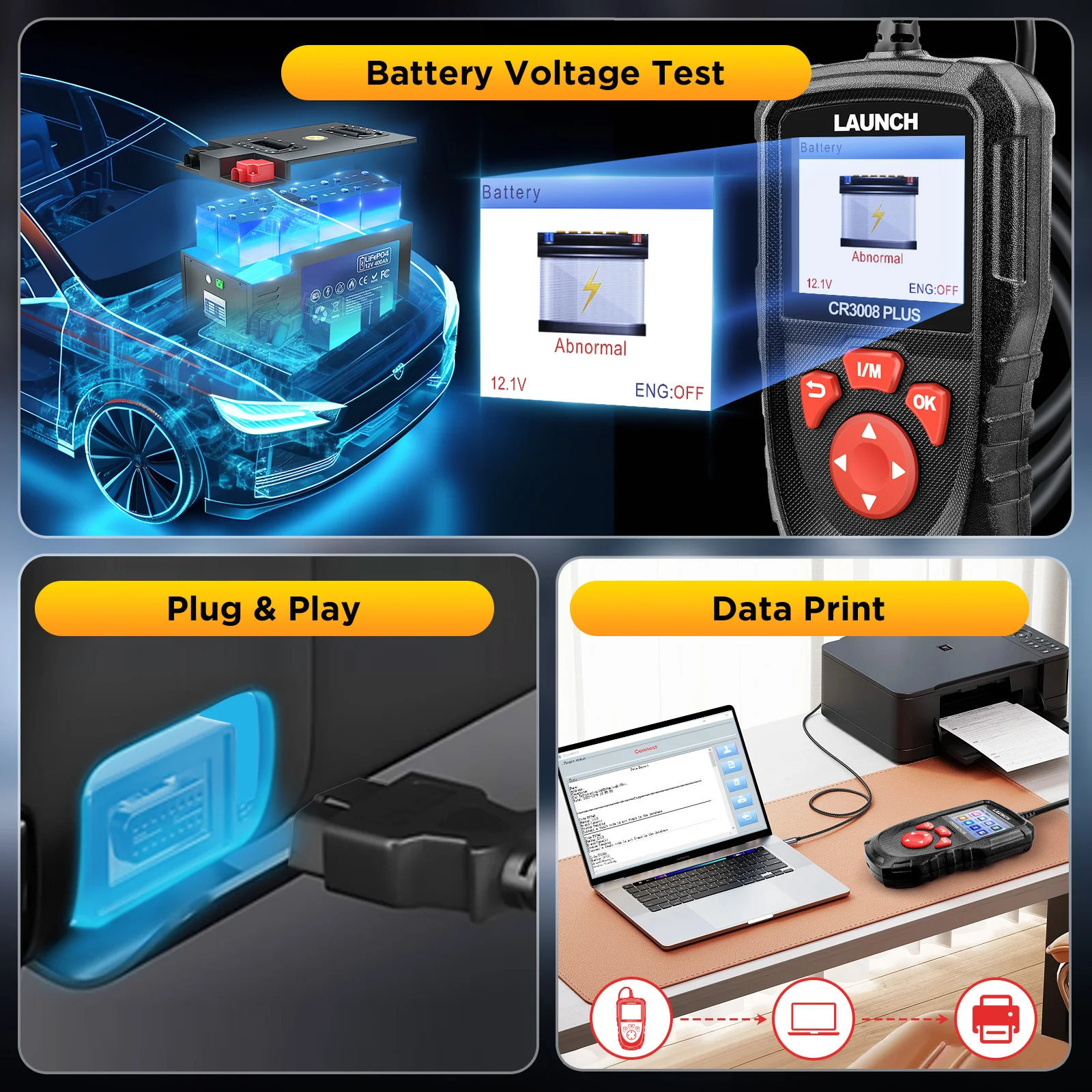 Escáner OBD2 LAUNCH CR3008 PLUS con actualización vitalicia – herramienta diagnóstico - imagen 4