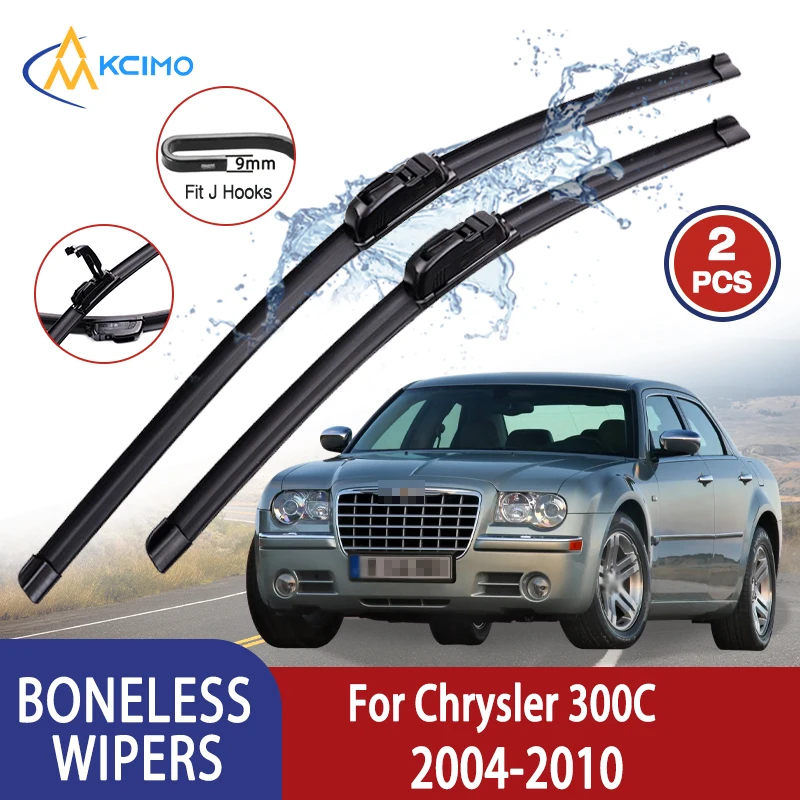 Kcimo para Chrysler 300C 2004-2010 limpiaparabrisas de coche tipo U limpiaparabrisas de goma suave sin hueso HD limpiaparabrisas automotriz duradero silencioso 22 "+ 22"