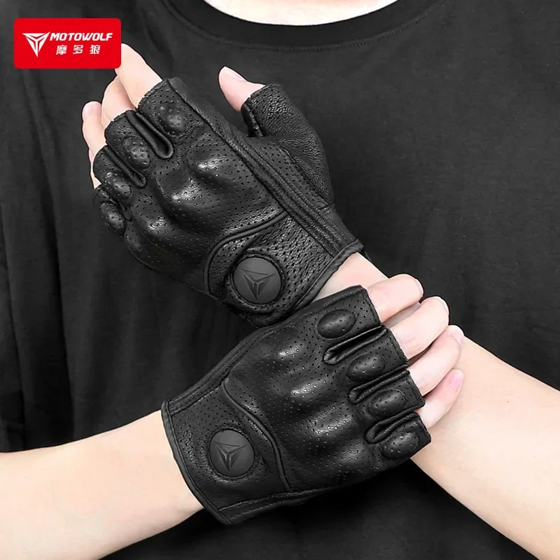 Guantes de cuero para moto verano con protección homologados