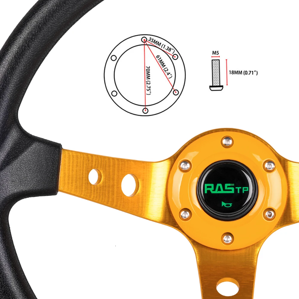 Volante deportivo universal 350 mm de aluminio para drift – STW020 - imagen 5