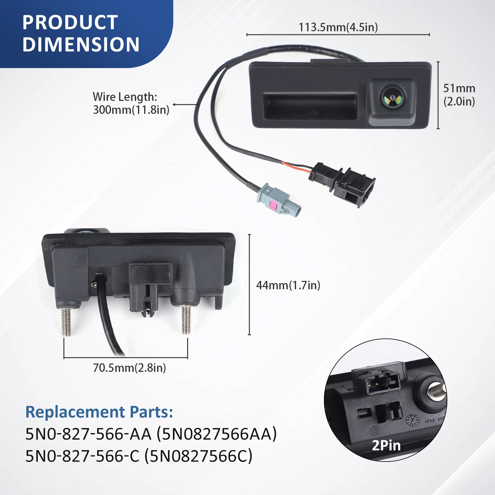 5N0827566AA 5N0827566C 8K0980551 interruptor de arranque de bloqueo de tapa de maletero con cámara de respaldo para Audi A4 A5 A6 Allroad Q3 Q5 S3 S5 - imagen 2