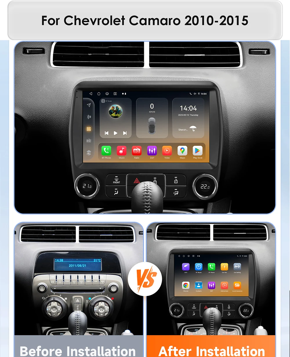 Radio Android 14 Hizpo Chevrolet Camaro 2010-2015 con GPS y CarPlay