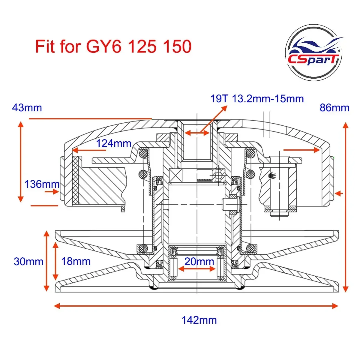 Kit embrague GY6 136mm – scooter 125-150cc - imagen 5