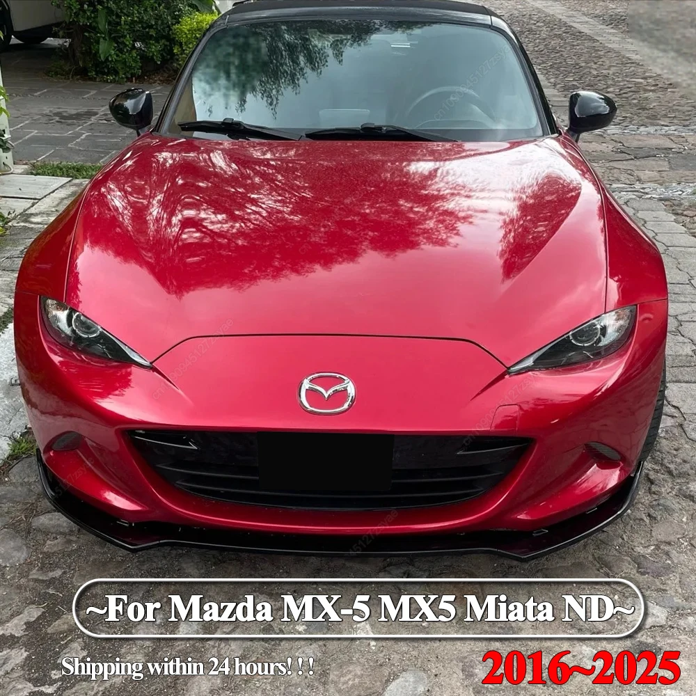 Difusor divisor de alerón de parachoques delantero de coche, 3 uds., para Mazda MX-5 MX5 Miata ND 2016-2025, kit de carrocería de 2 puertas, Tuning Gloss Blcak