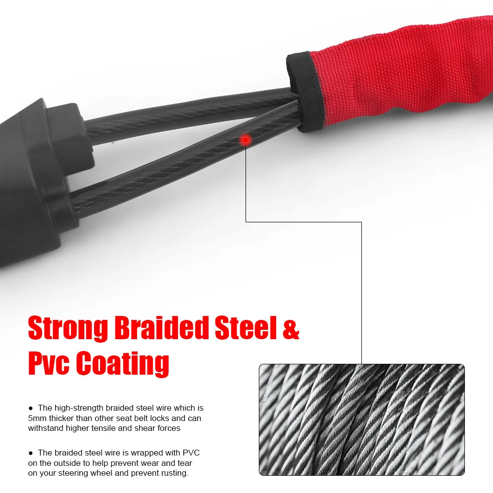 Antirrobo de volante universal con cable de acero para coche - imagen 4