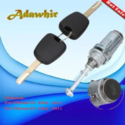 Barril de cerradura de puerta delantera izquierda de coche para Citroen C2 C3 2002-2010 con 2 llaves 9170T9