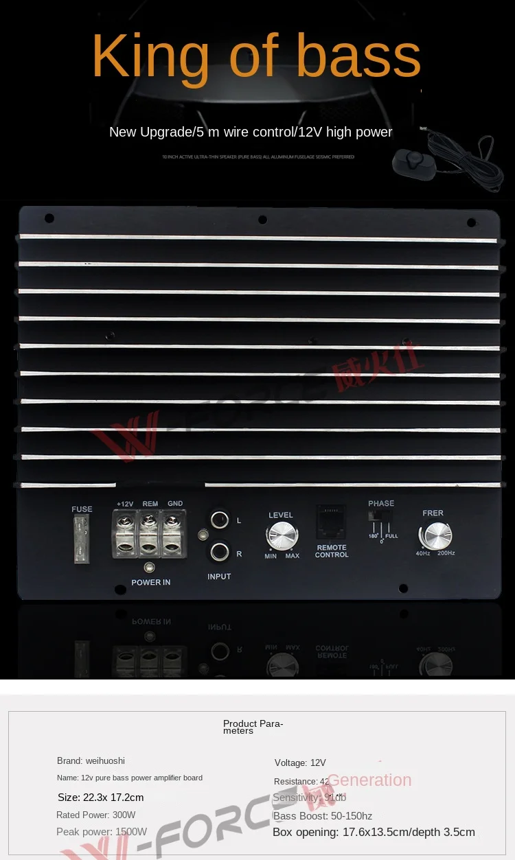 Amplificador de subwoofer 12V mono
