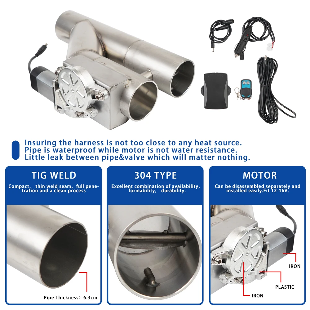 Kit válvula escape eléctrica doble 2,5-3" acero inoxidable corte - imagen 4