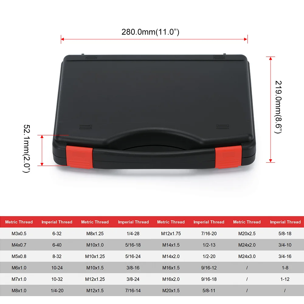 44 Uds. Herramientas de verificación de rosca de tuerca y perno, caja de calibre hembra métrico y macho, indicador identificador de perno/tuerca con caja de almacenamiento - imagen 4