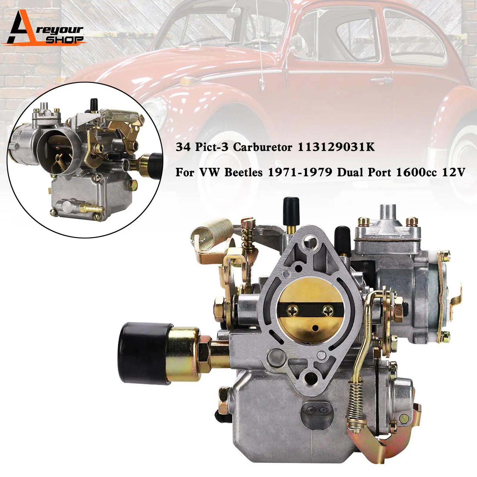 Areyourshop Carburador 34 PICT-3 113129031K – VW Beetle 1600