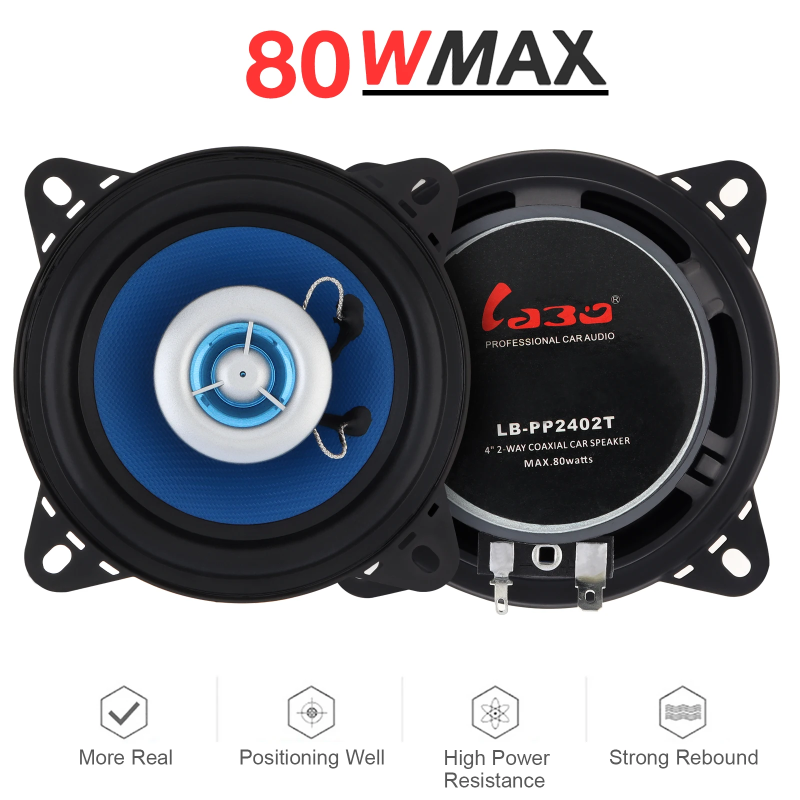 Altavoz coaxial LABO 4 pulgadas 80W subwoofer para coche