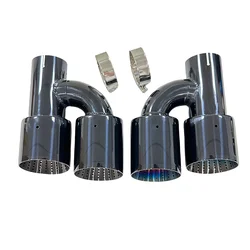 Tubo de escape en forma H con silencioso negro – acero inoxidable