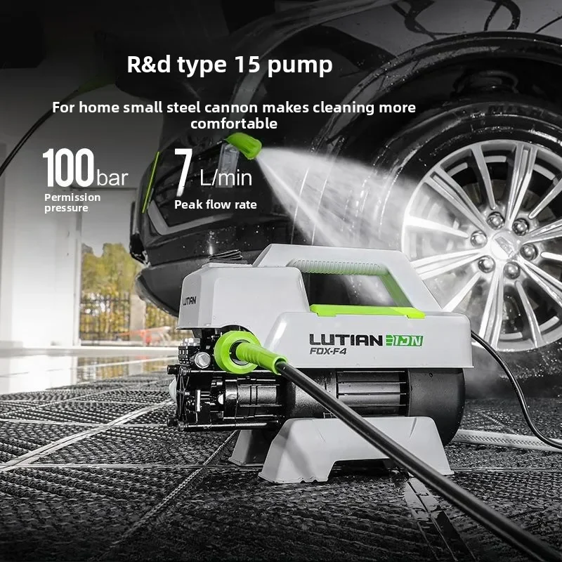Hidrolavadora coche 1400W pistola presión, cepillo y espumador
