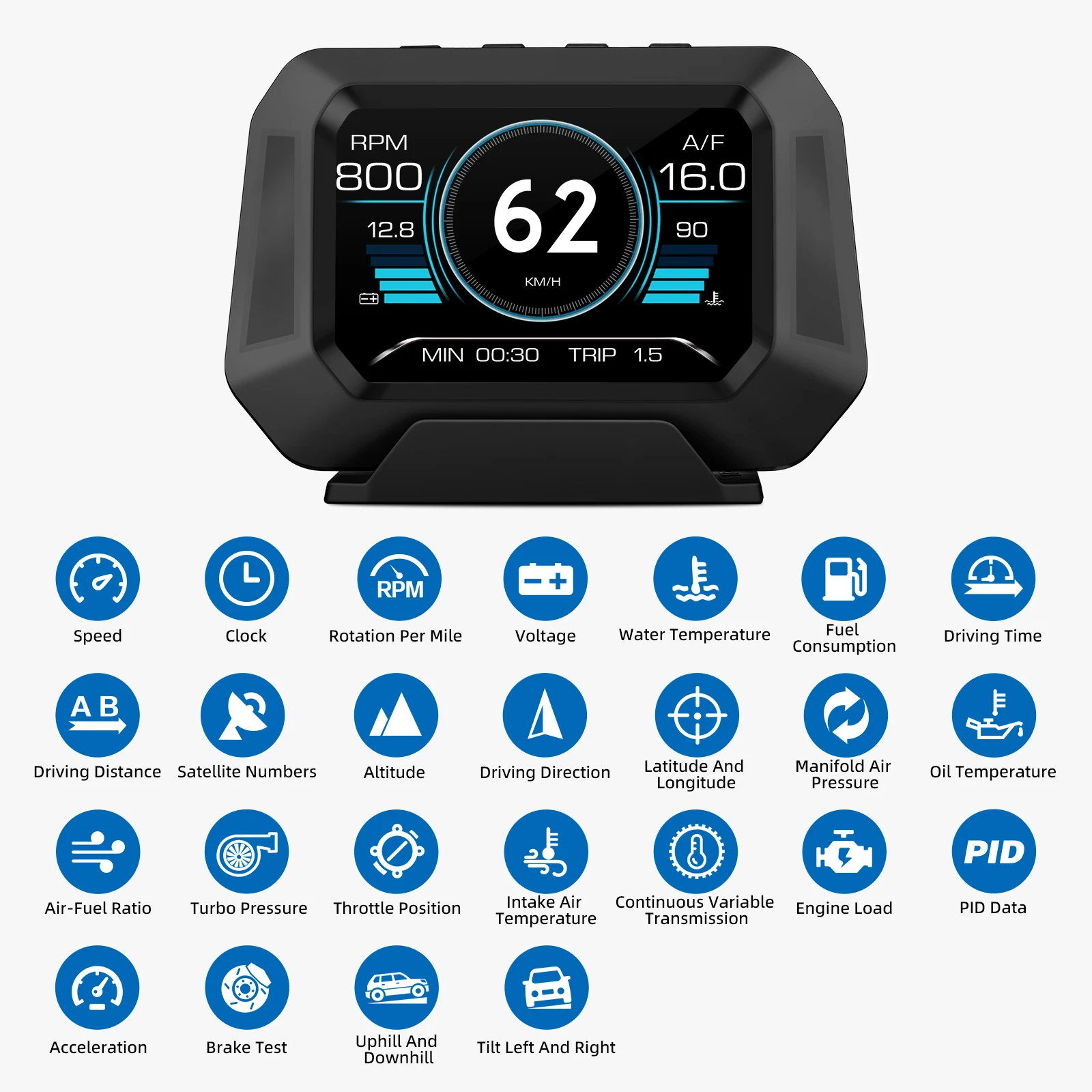 Monitor HUD P21 velocímetro digital OBD2 GPS universal - imagen 3