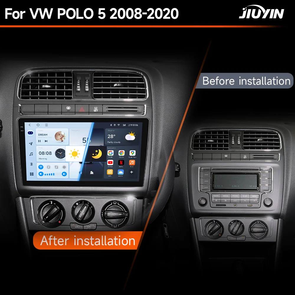 Radio 2 DIN JIUYIN con Android Auto y CarPlay para VW Polo Sedan - imagen 4