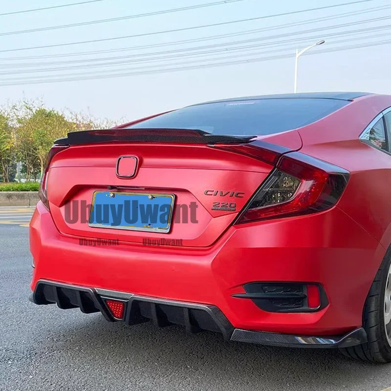 Difusor trasero Honda Civic 2016-2022, efecto carbono y luz LED - imagen 4
