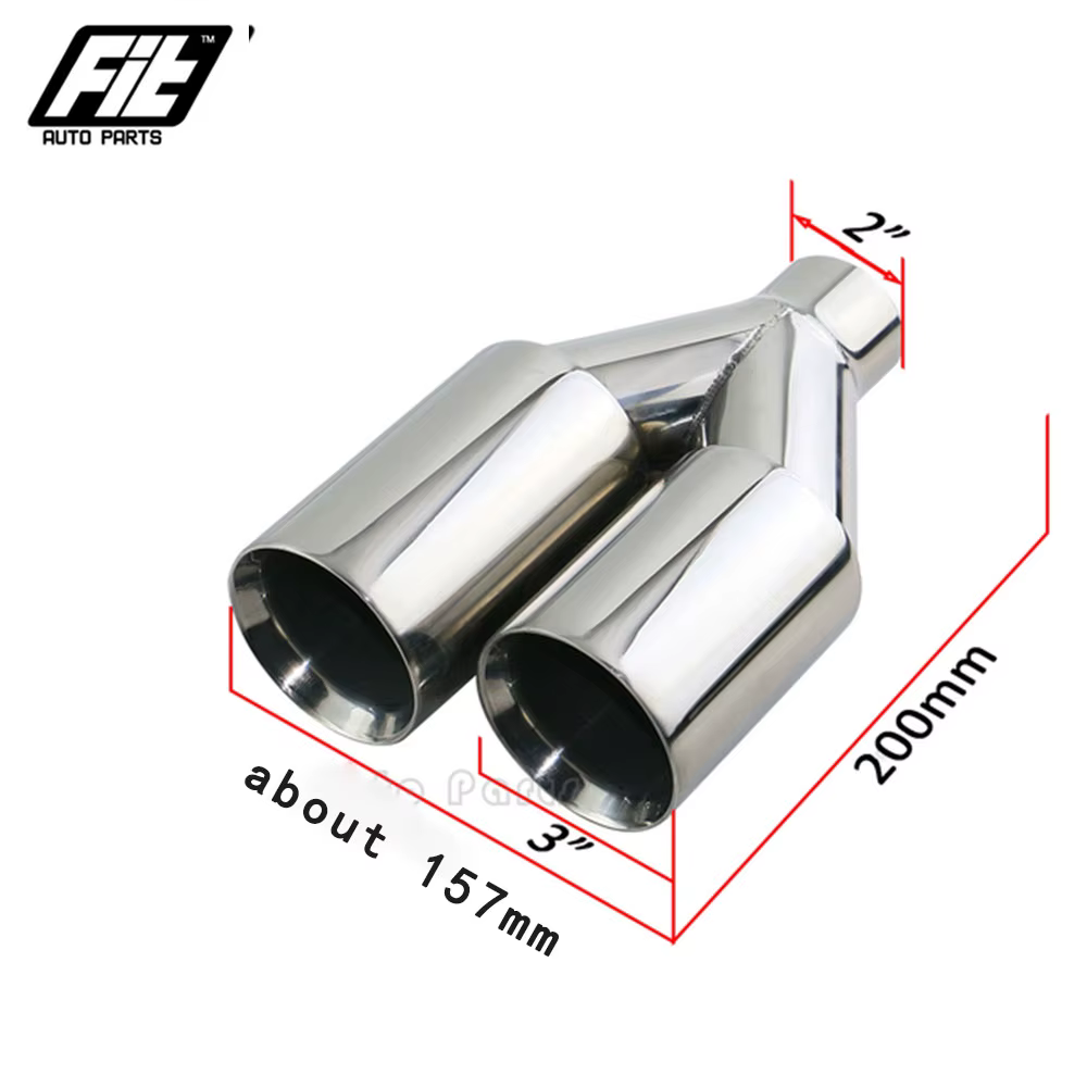 Tubo escape universal doble silenciador doble pared – Plata azul - imagen 3