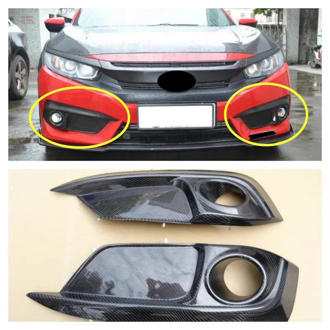Product: Carbon Fiber Front Rear Fog Lamp Frame assembly for Honda civic 10th 2016 2017 2018 2019 2020 2021 lamp frame strip - imagen 3