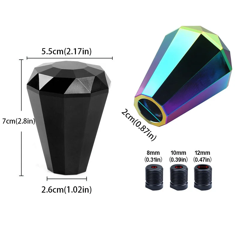 Pomo de cambio lastrado universal de aluminio, estilo diamante - imagen 5