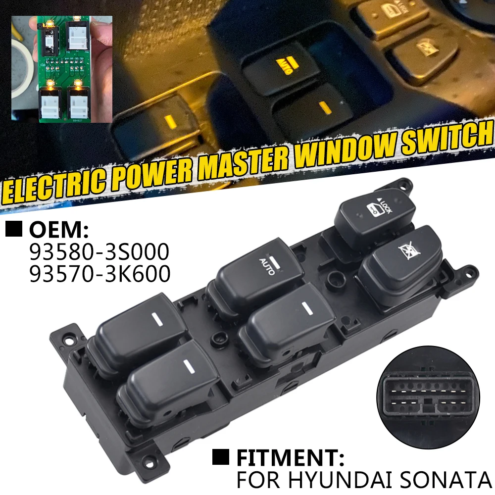 93580-3K500 Interruptor elevalunas principal Hyundai Sonata NF 2008-2010 - imagen 2