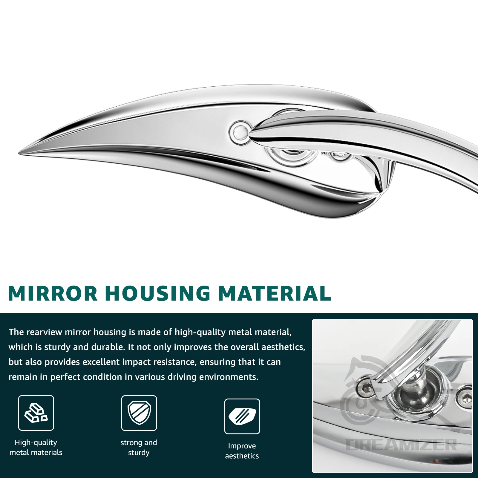 Espejo retrovisor para motocicleta, aleación de aluminio, 8/10MM, espejos laterales de hoja de lanza para Harley Cruiser Street Sport Bike, 2 uds. - imagen 2