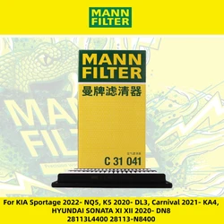 Filtro de aire Mann-Filter C 31041 para Kia Sportage NQ5 y Sonata DN8