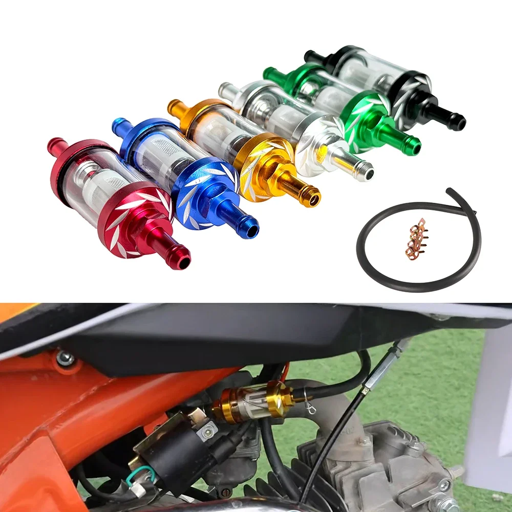 Variante roja del filtro de combustible 8mm para motocicleta