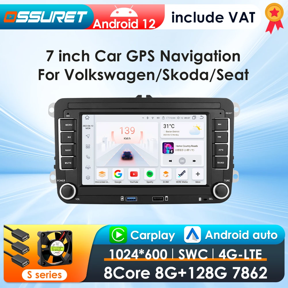 Kit autoradio Android 2DIN con GPS WiFi y Carplay – VW Golf 6, Passat, Octavia