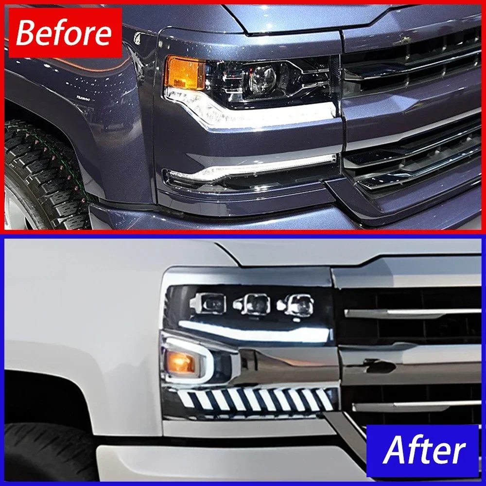 Faros LED delanteros Chevrolet Silverado 2016-2018 proyector mejorado - imagen 2