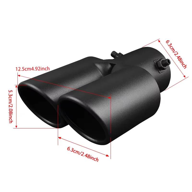 Puntas de escape doble salida universal negro – acero inoxidable - imagen 3
