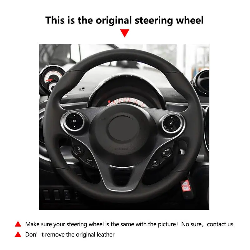 Funda de volante en microfibra cosida a mano – Smart Fortwo 2015-2018 - imagen 5