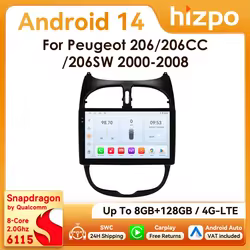 Hizpo Autoradio 2Din 9" Android con CarPlay para Peugeot 206/206CC