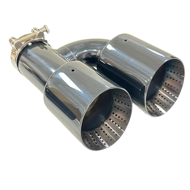 Tubo de escape en forma H con silencioso negro – acero inoxidable - imagen 3