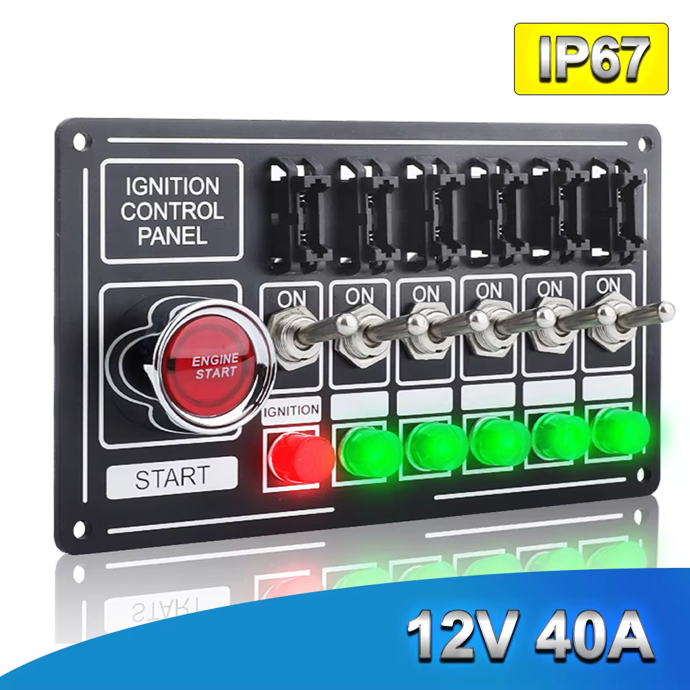 Panel de interruptores de competición 12 V con arranque y corte