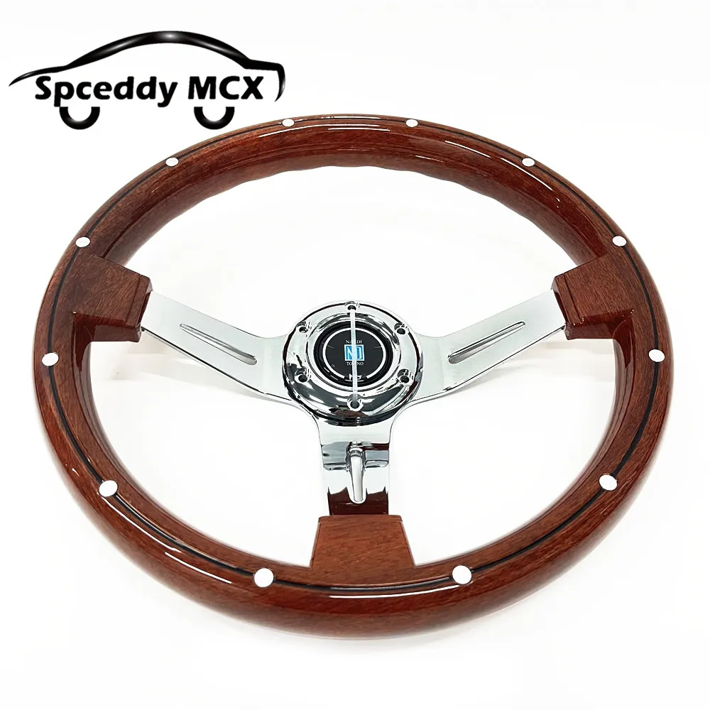 Volante madera 350mm ABS racing con costuras - imagen 4