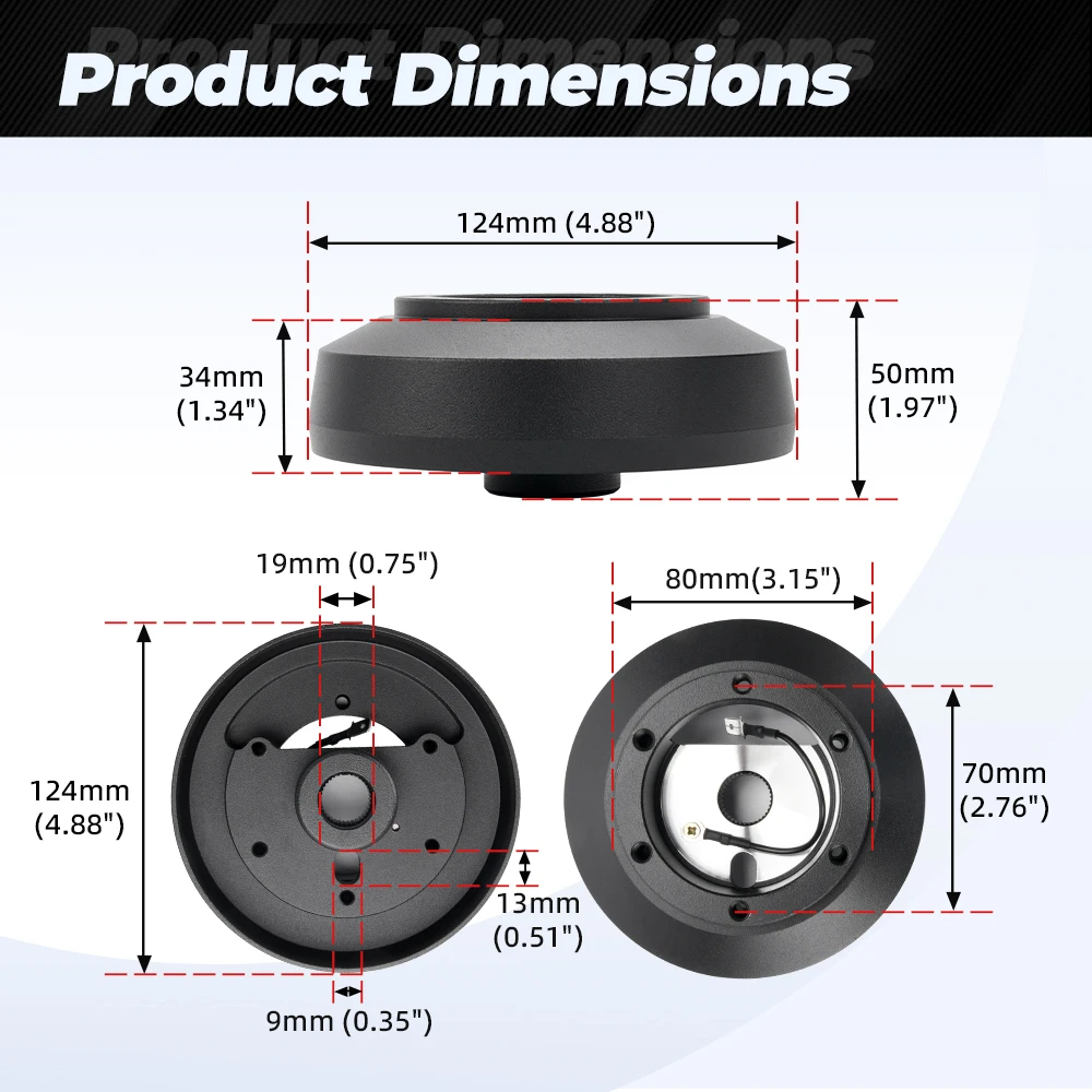 Bartoo-163H Adaptador buje corto 6 pernos para volante Dodge Ram - imagen 3