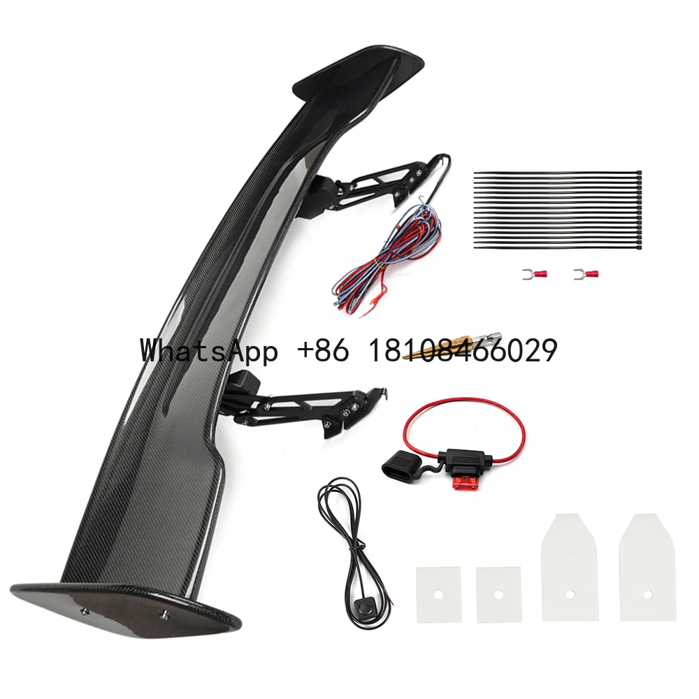 Alta cantidad de ventas, soporte trasero eléctrico Universal ajustable de fibra de carbono, alerón de coche estilo GT