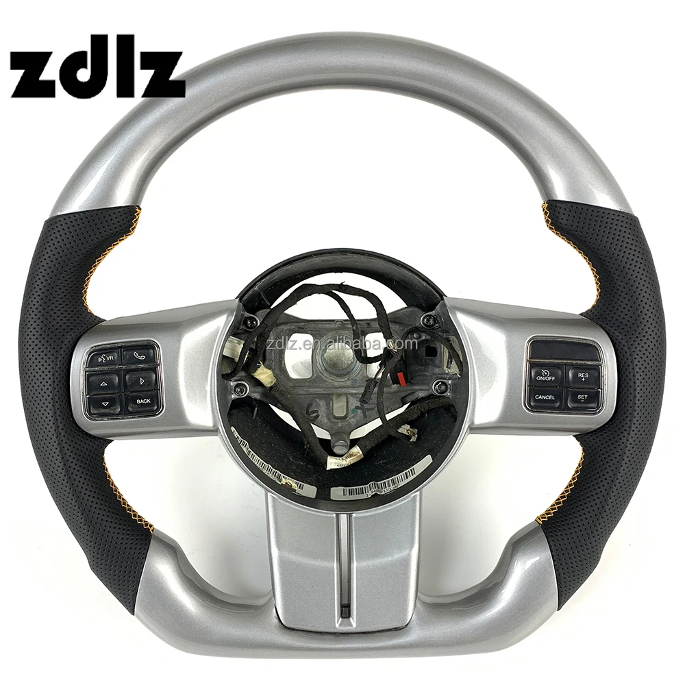 Volante personalizado de fibra de carbono plateado para Jeep