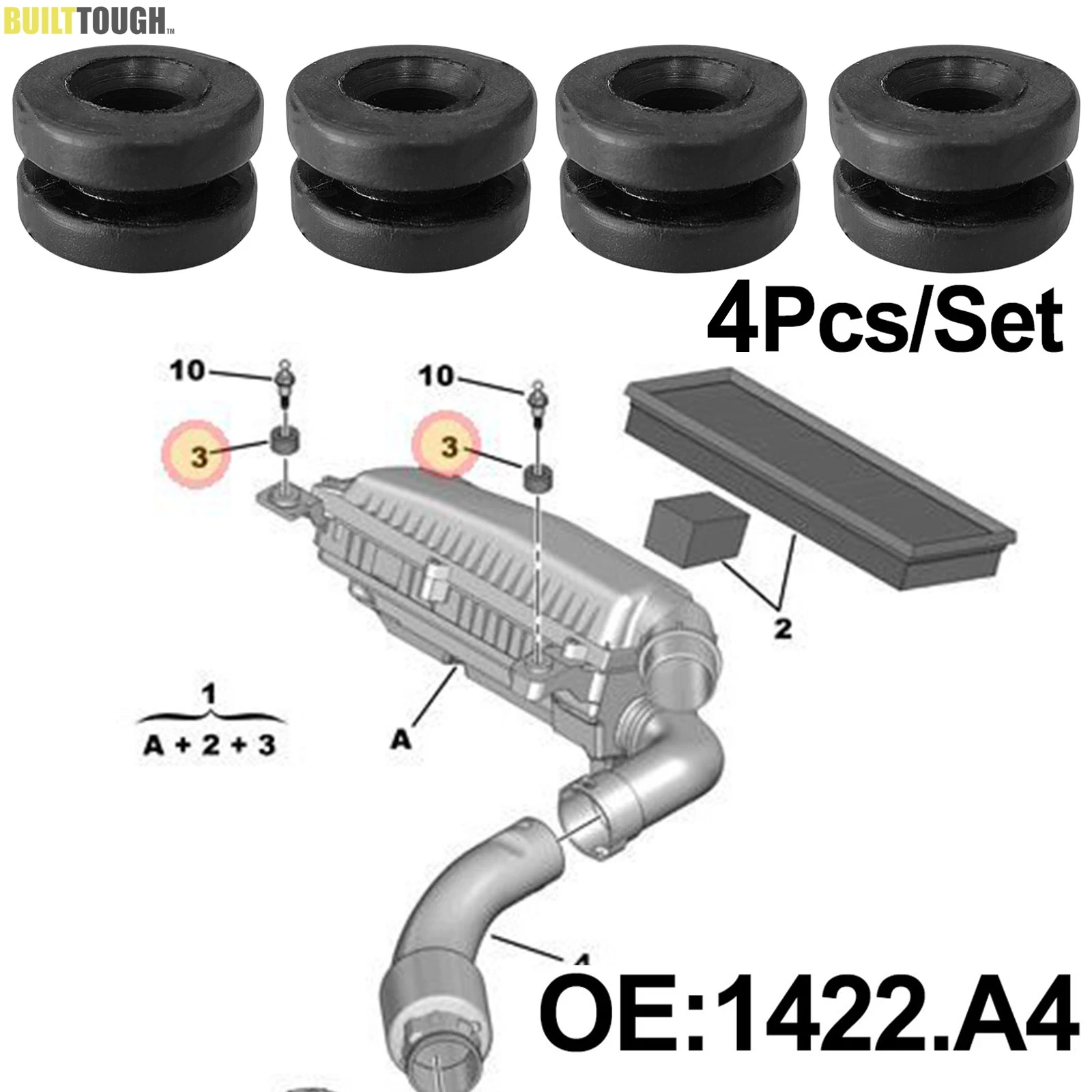 Soporte de goma caja filtro aire OEM 1422A4 DS3 DS4 DS5 Fiat Doblo