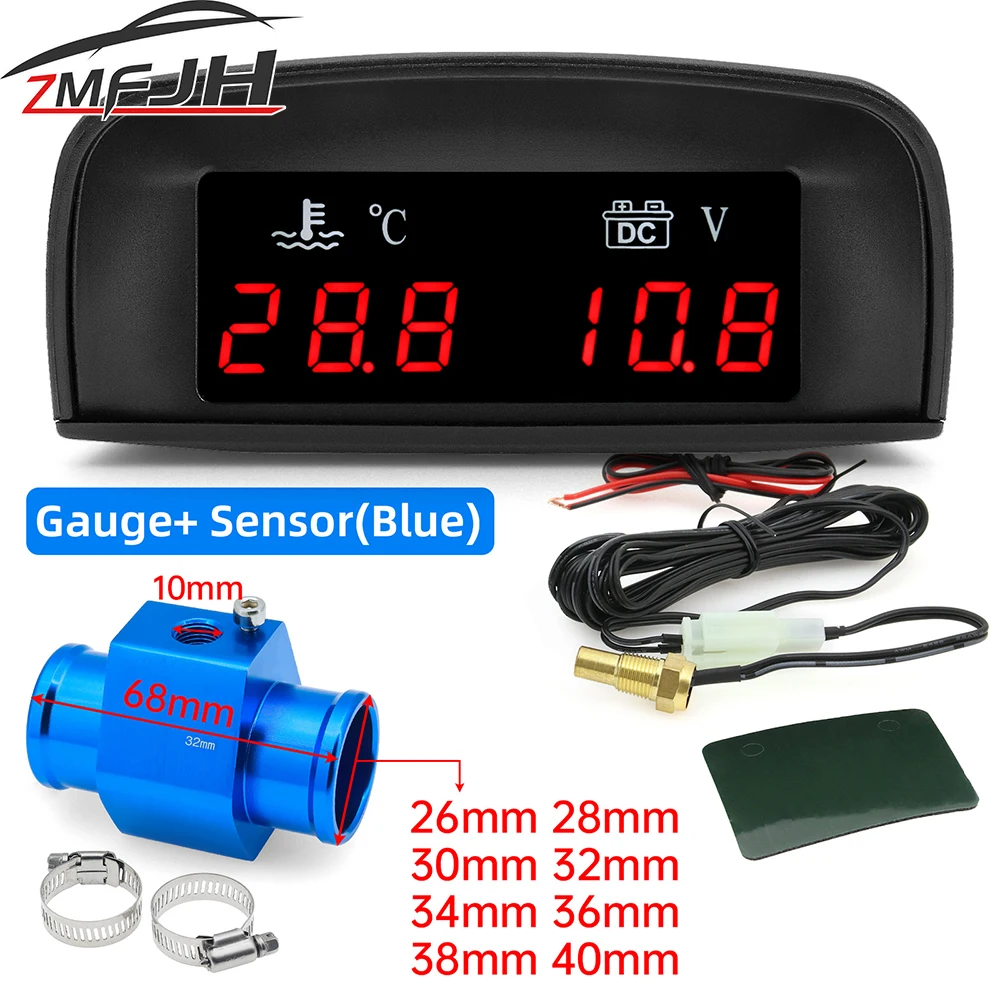 Medidor temperatura agua y voltímetro LCD 12V-24V para coche