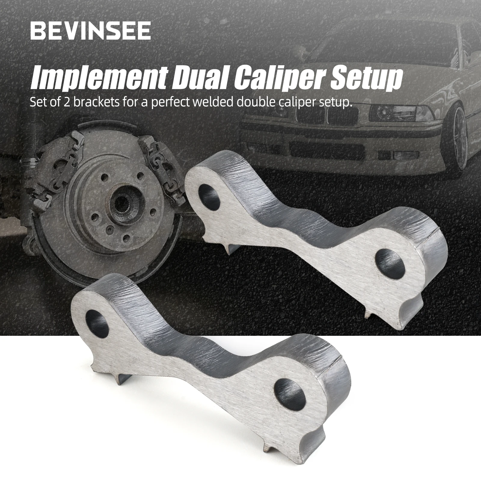 BEVINSEE 2 uds adaptadores de pinzas de freno duales de deriva solderados para BMW E36 E46 323i 325i 328i 330i - imagen 3