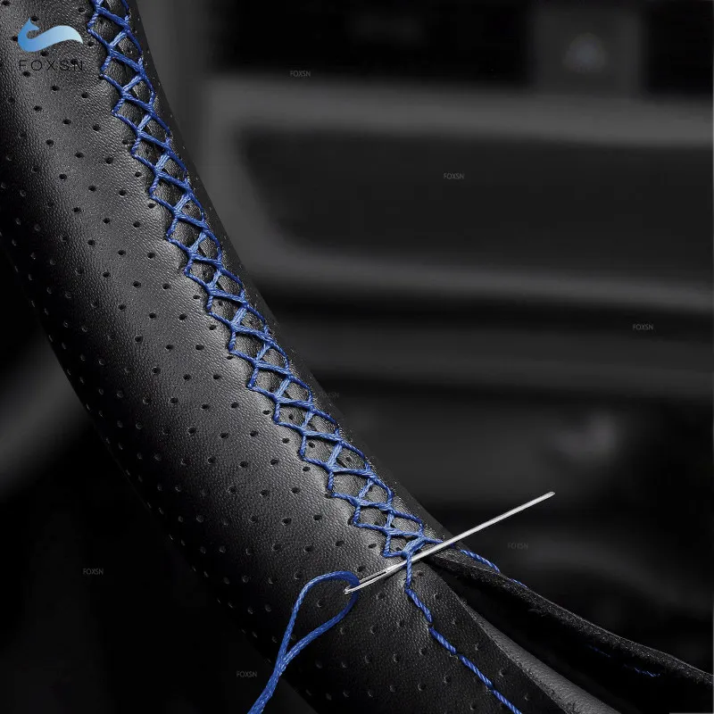 Funda de volante de cuero perforado azul BMW E46, E39, X5, Z3 y E36 - imagen 4