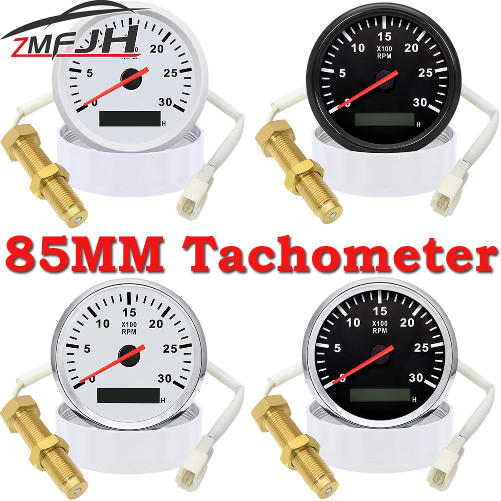 Tacómetro 85mm retroiluminación roja 3000 RPM 9-32V