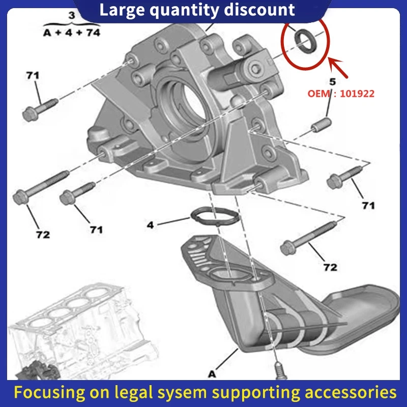 Junta de bomba de aceite OEM 101922 para Peugeot 307/308 y Citroën C4/C5