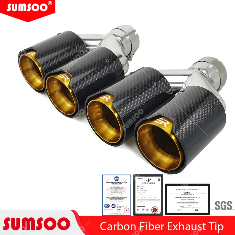 Puntas de escape dobles Sumsoo de acero inoxidable y carbono para BMW - imagen 2