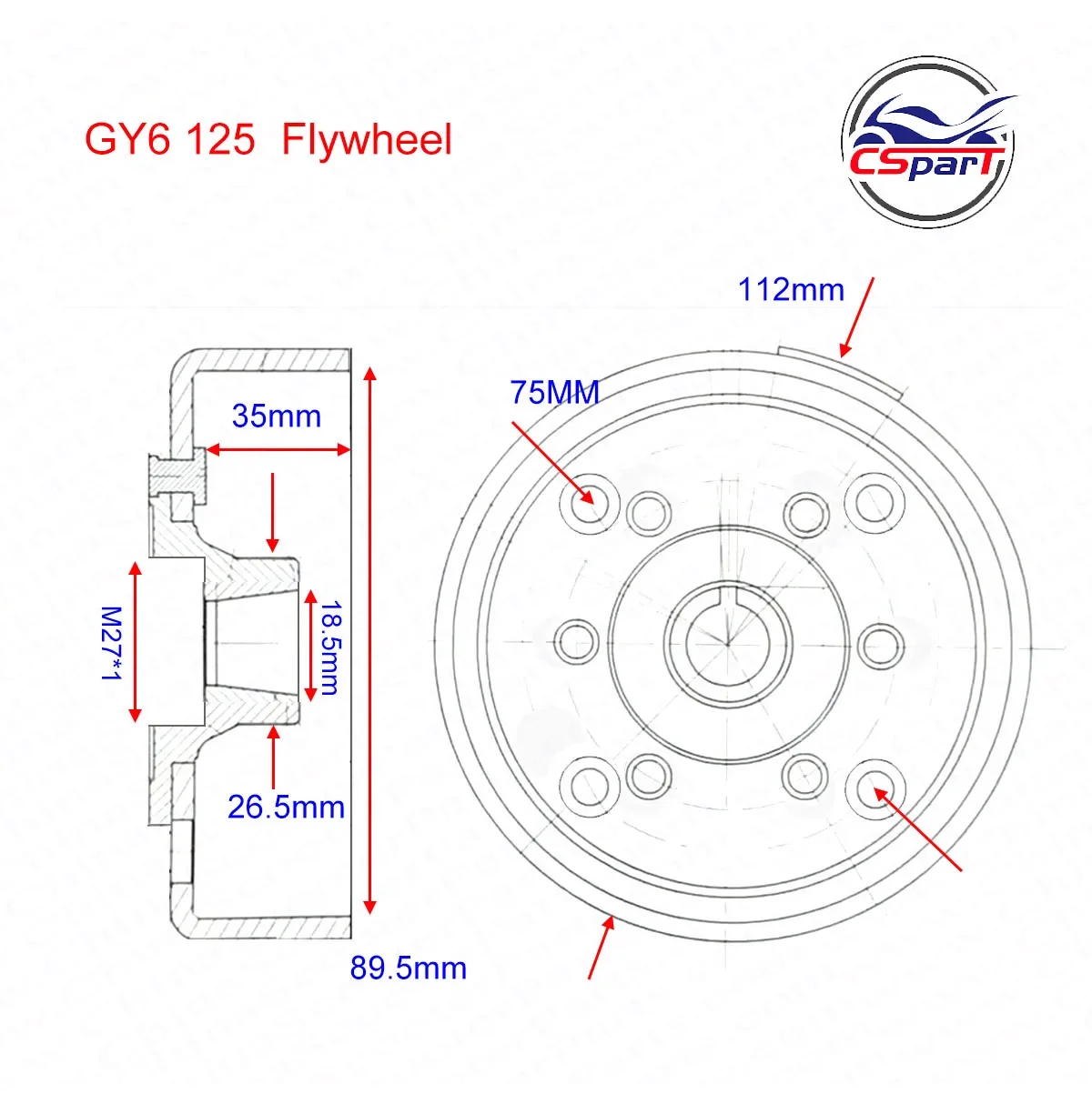 Volante magnético GY6 11 polos para scooter 125cc 150cc ATV quad - imagen 5